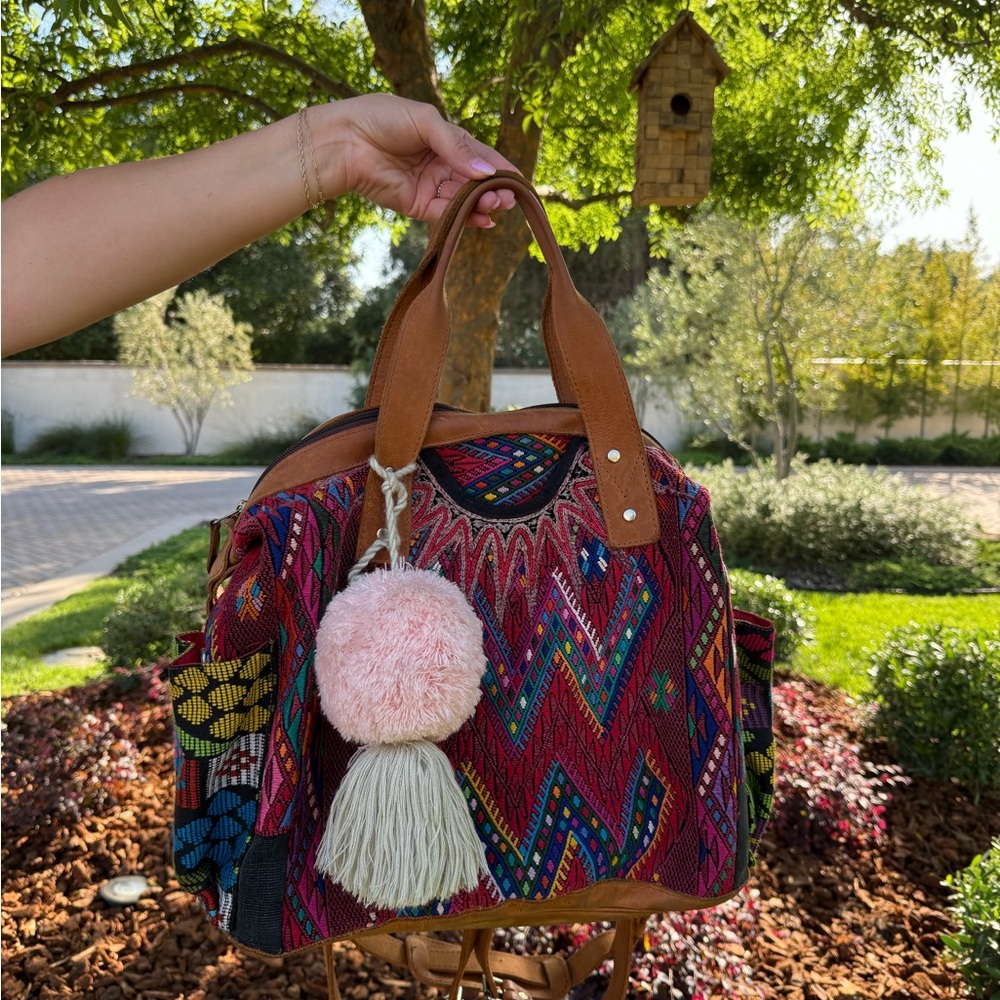 Nena & Co Red and Pink Tote Bag with Bohemian Charm